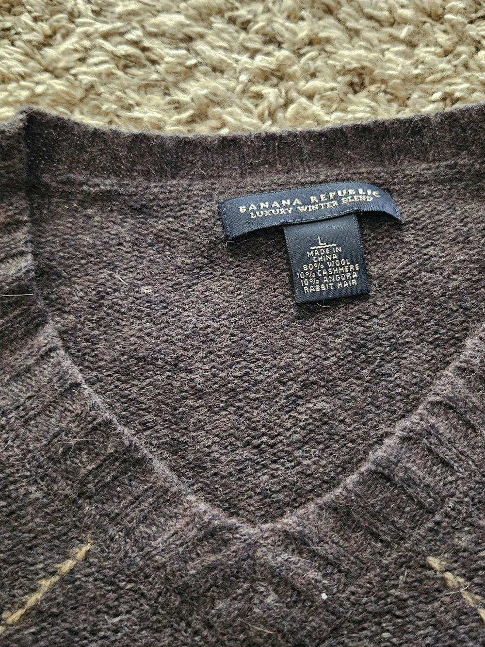 Banana Republic Luxury Winter Blend Men's Brown Cashmere Wool Sweater Size Large
